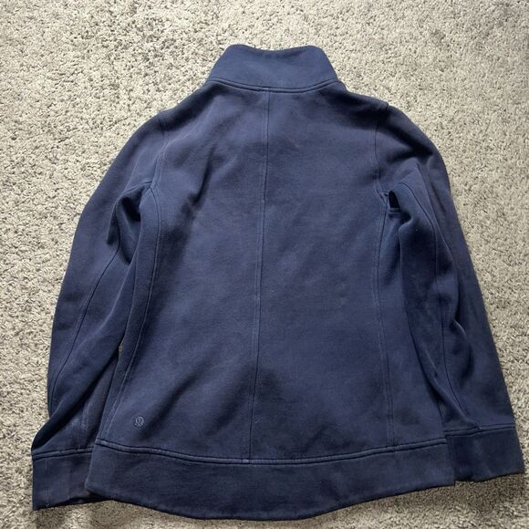 LULULEMON Womens BE TRUE Quilted Asymmetrical Zip Jacket NAVY BLUE size 6 - Picture 6 of 8